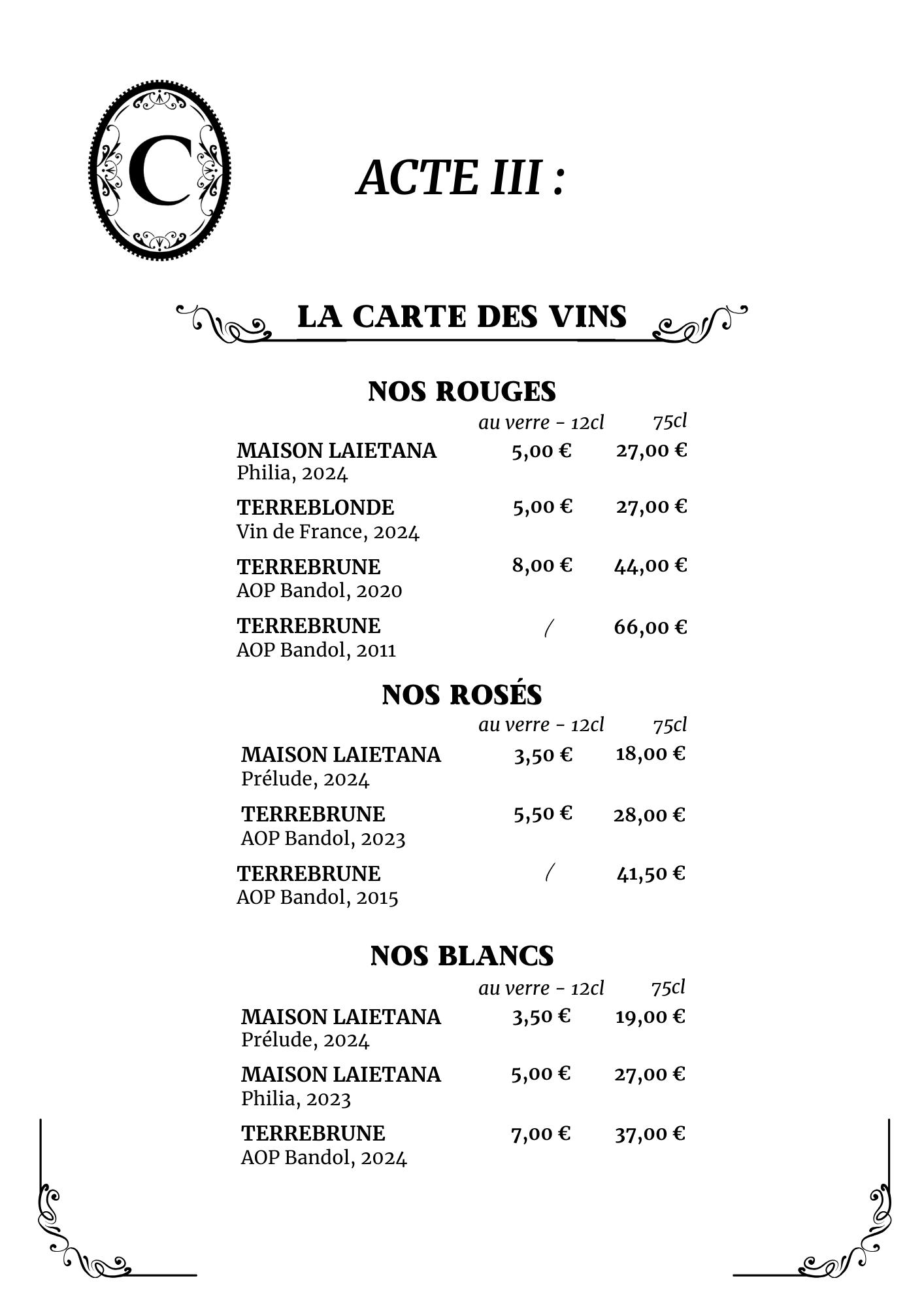 Carte des vins avec Terrebrune proche de Sanary et Six-Fours-les-Plages